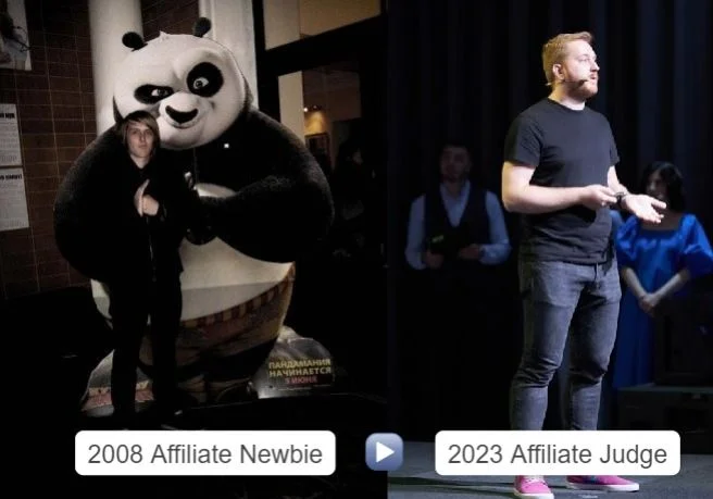 A two-panel image showing Dmitry Belianin’s transformation from an