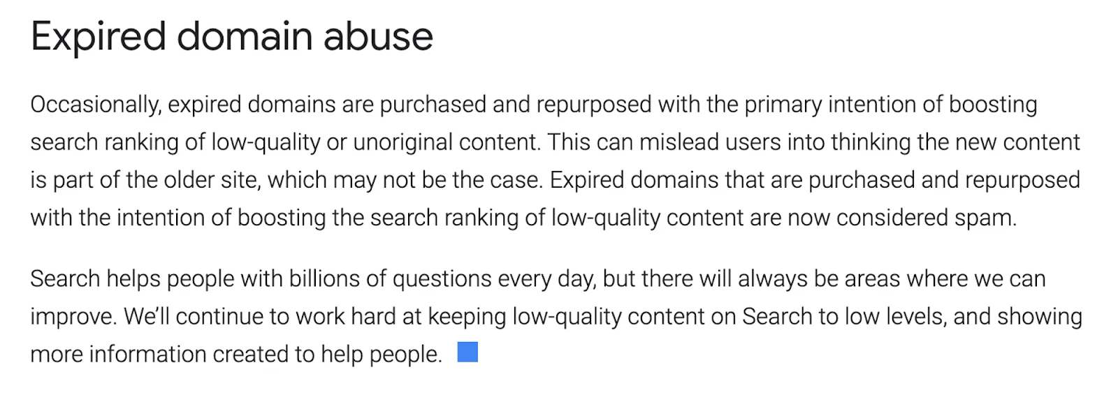 A text excerpt with the heading 