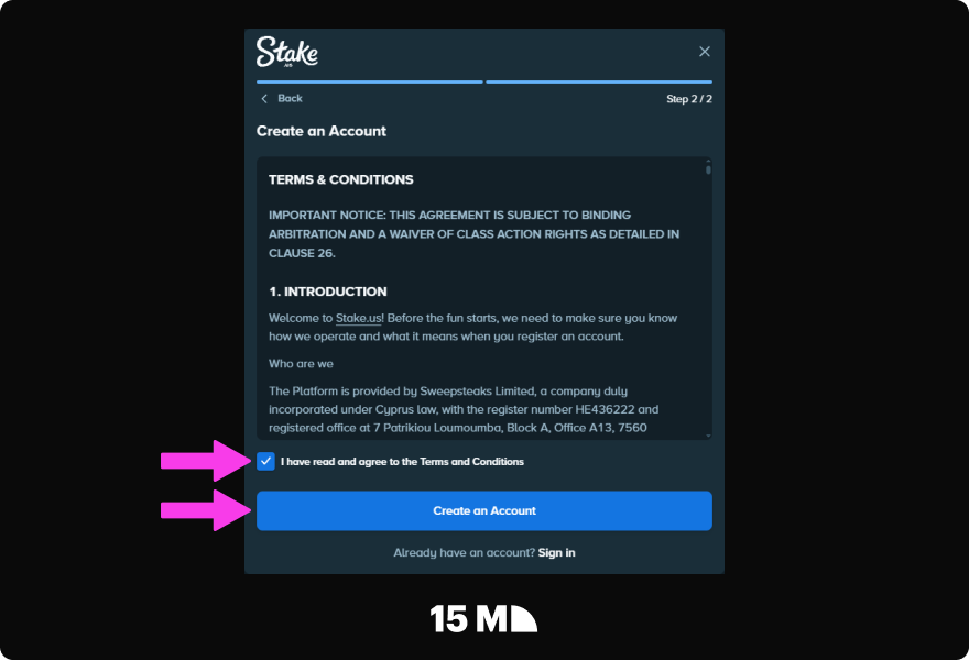 Create and verify your Stake player account, complete the KYC process, and activate your profile before accessing the affiliate dashboard