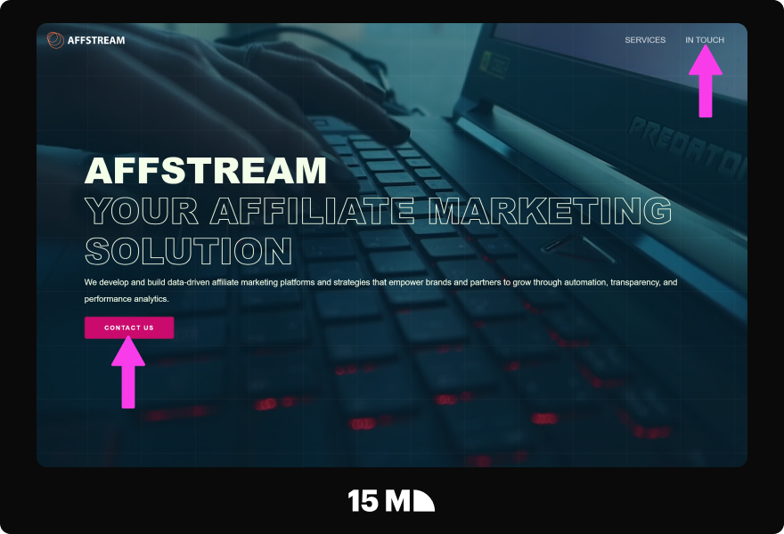 Visit the Affstream affiliate network website and click the registration button in the top-right corner or use the registration call-to-action section to open the signup form