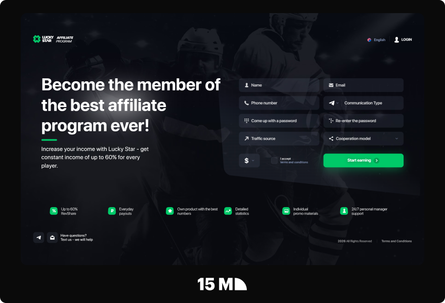 Open the Lucky Star Partners website and click the Sign Up button to start the affiliate registration