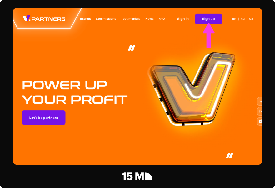 Visit the V.Partners website and complete the registration form with your personal and business details