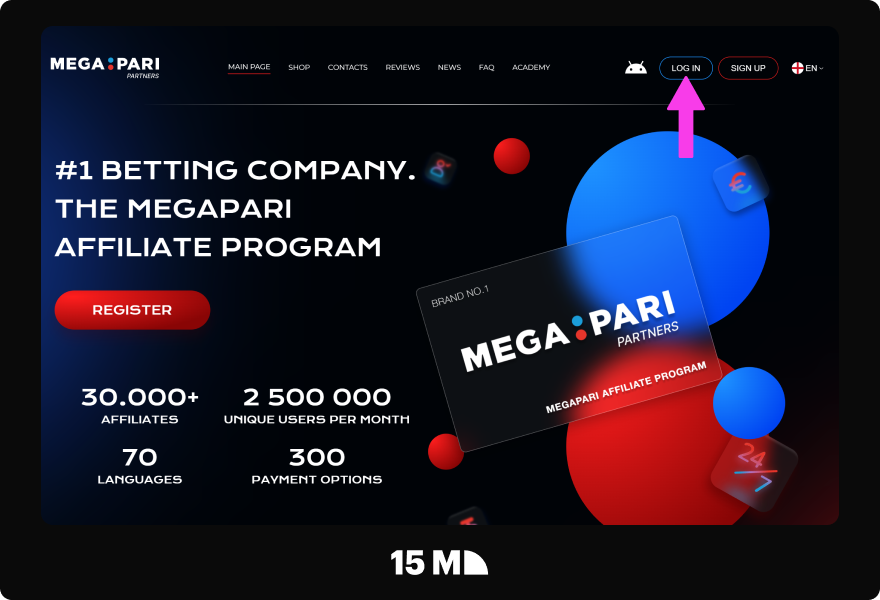 Visit the Megapari Partners website and click the Sign Up button to start registration