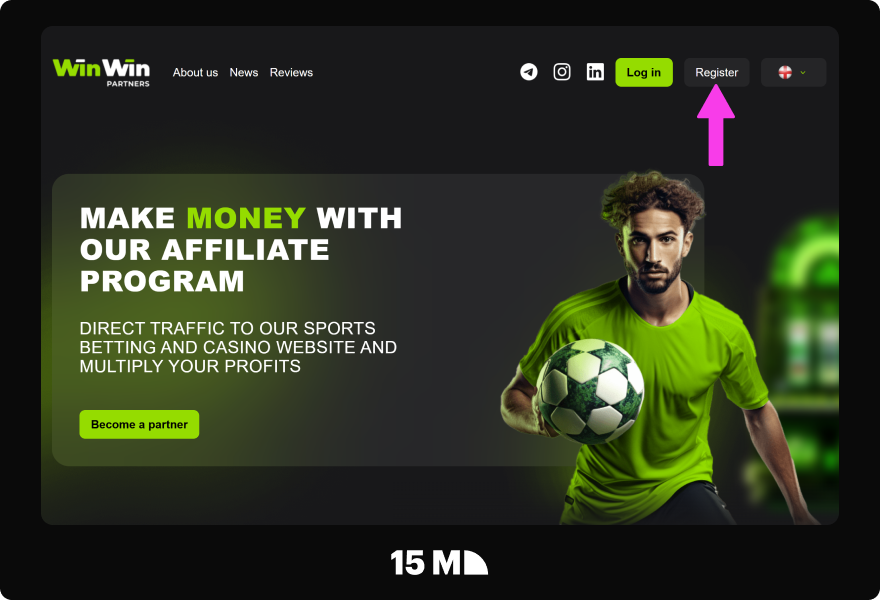 Visit the WinWin Partners website and click the Register button to start the signup process